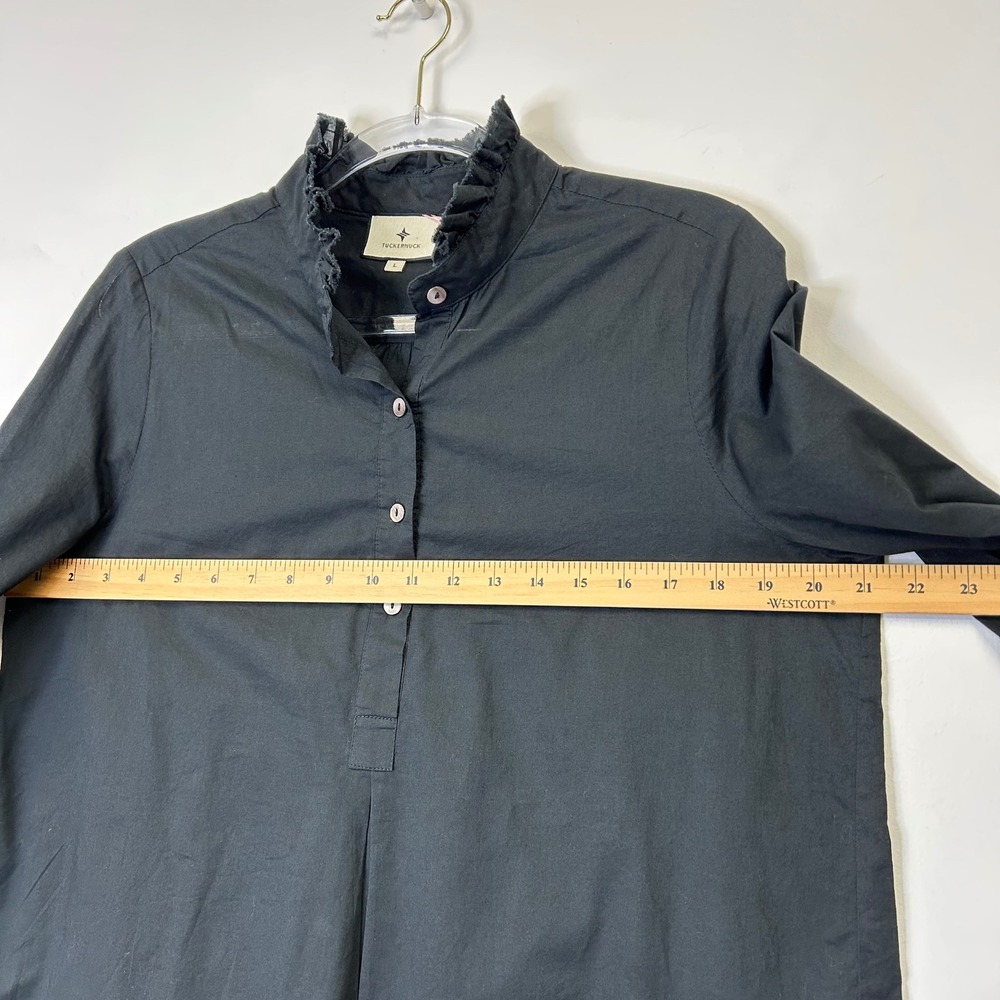 Tuckernuck Teagan Popover Shirt Women's Large Black Top Ruffle - Picture 5 of 9